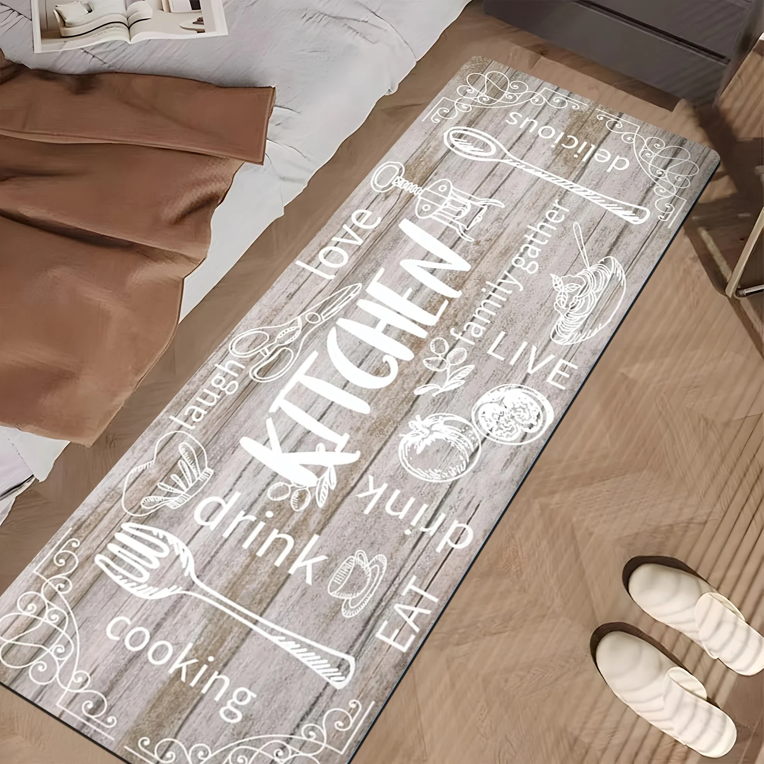 Commercial Kitchen Quotes - Ahşap Mutfak Alıntı Baskılı Mutfak Yolluk