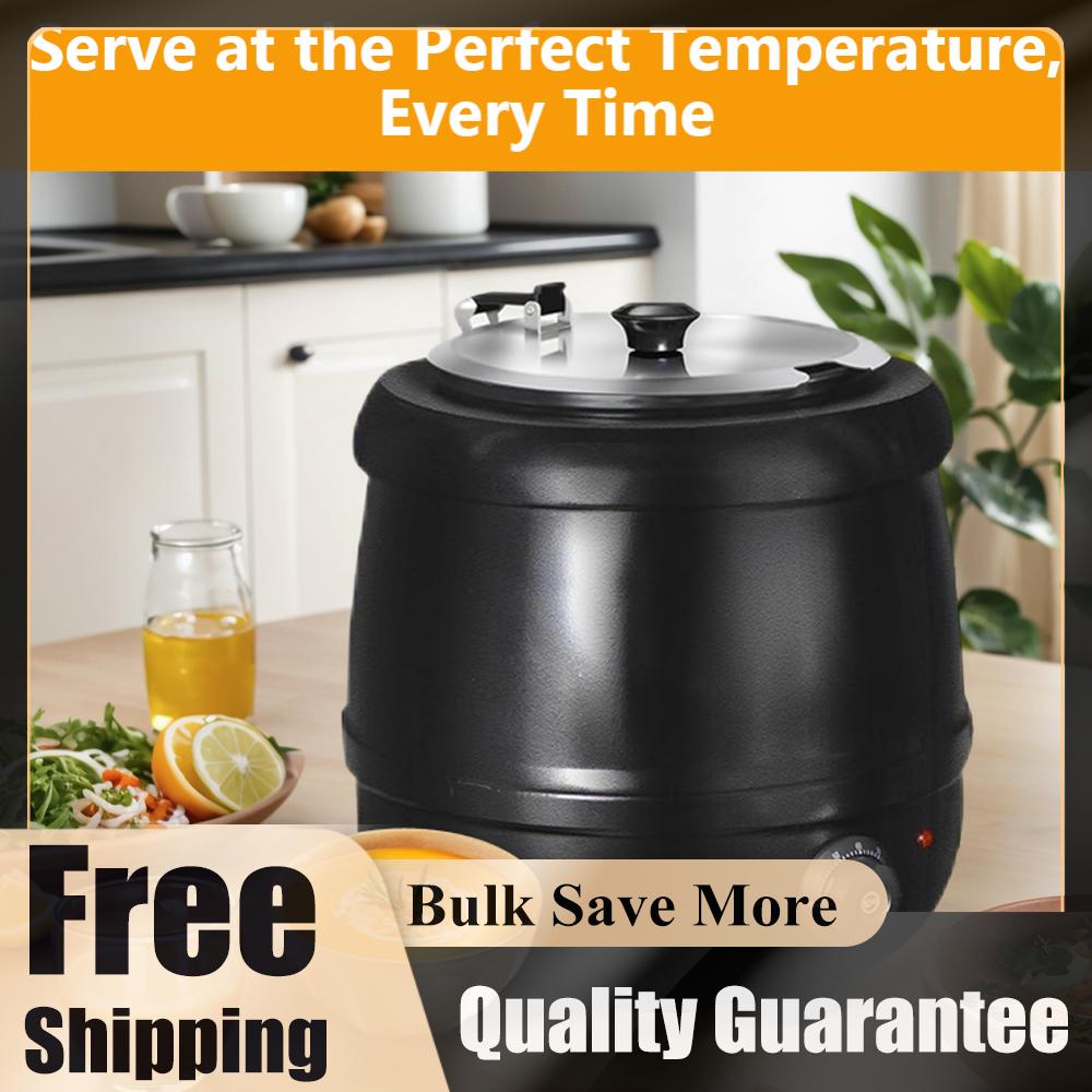 Soup Kettle Warmer - 10L Elektrikli Çorba Isıtıcısı, Kapaklı Menteşeli