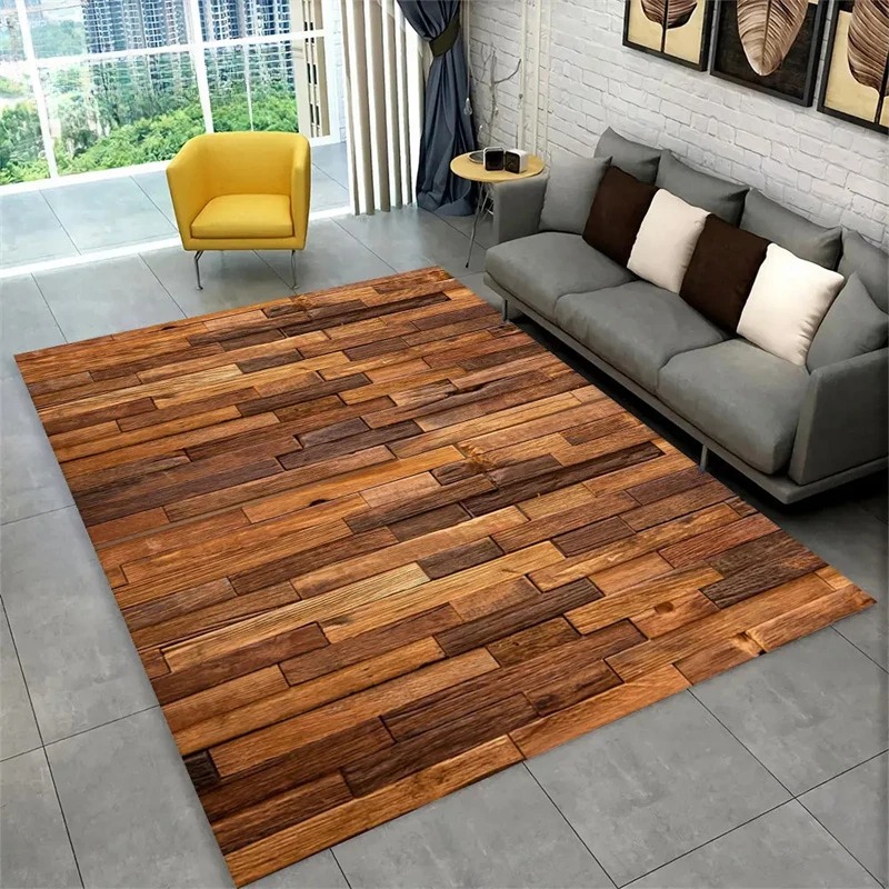 Commercial Kitchen Non Slip Flooring - 3D Ahşap Desenli Retro Alan Halısı