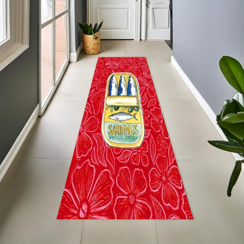 Commercial Kitchen Non Slip Flooring - Retro konserve sardalya uzun koşucu halı