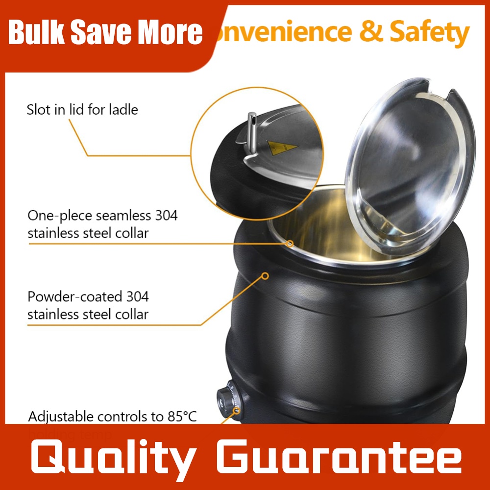 Soup Kettle Warmer - 10L Kapaklı Çorba Tenceresi, Menteşeli Büfe