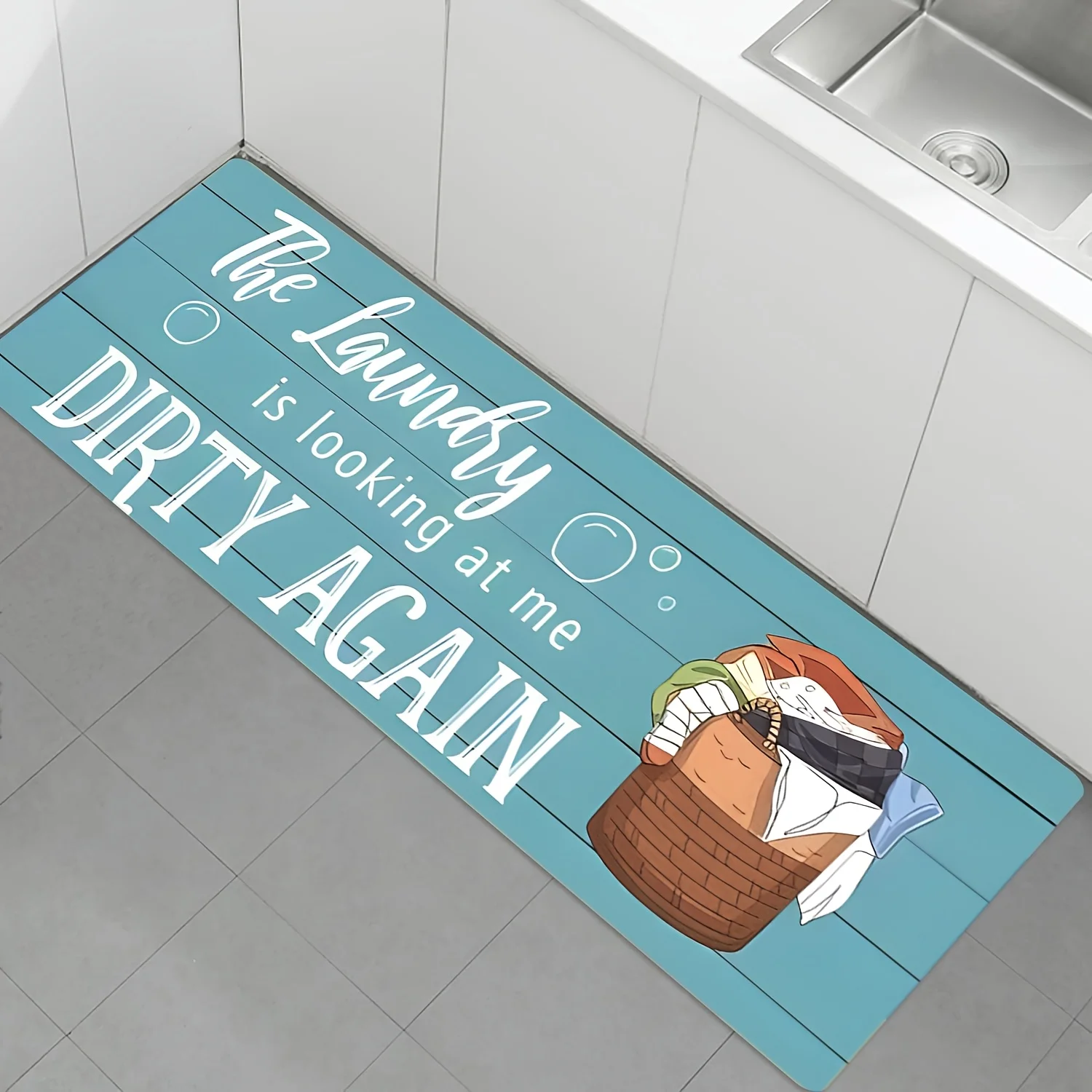 Commercial Kitchen Quotes - Komik Çamaşırhane Sözü Baskılı Mutfak Yolluk