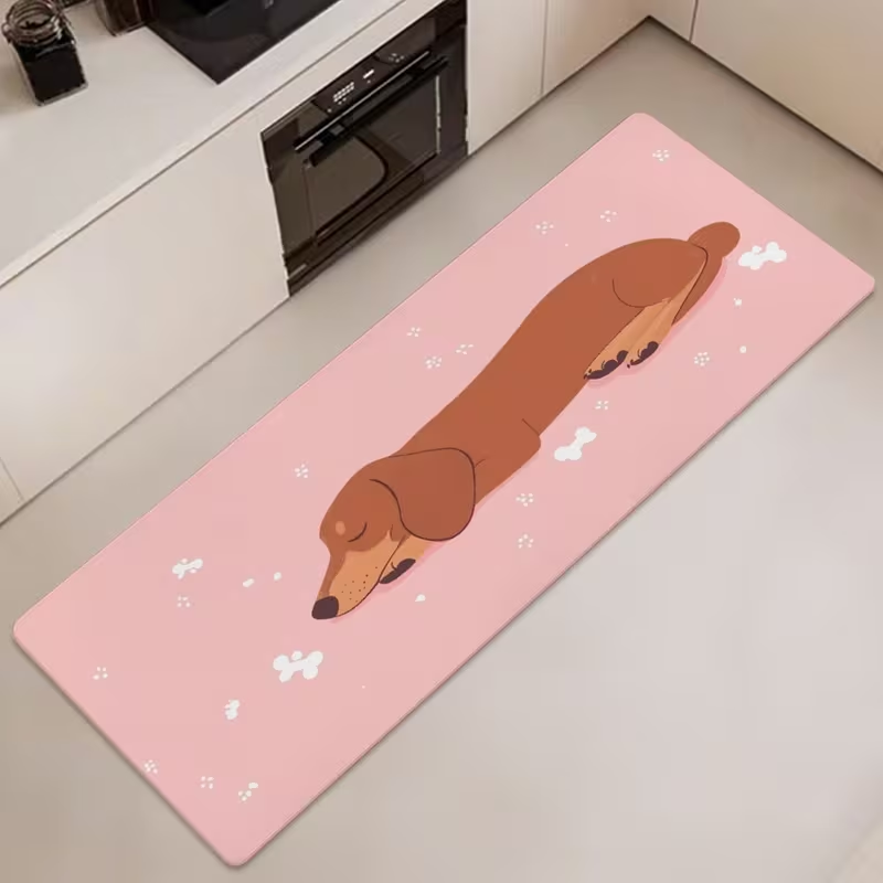 Commercial Kitchen Non Slip Flooring - Sevimli Uyuyan Dachshund Uzun Mutfak Halısı