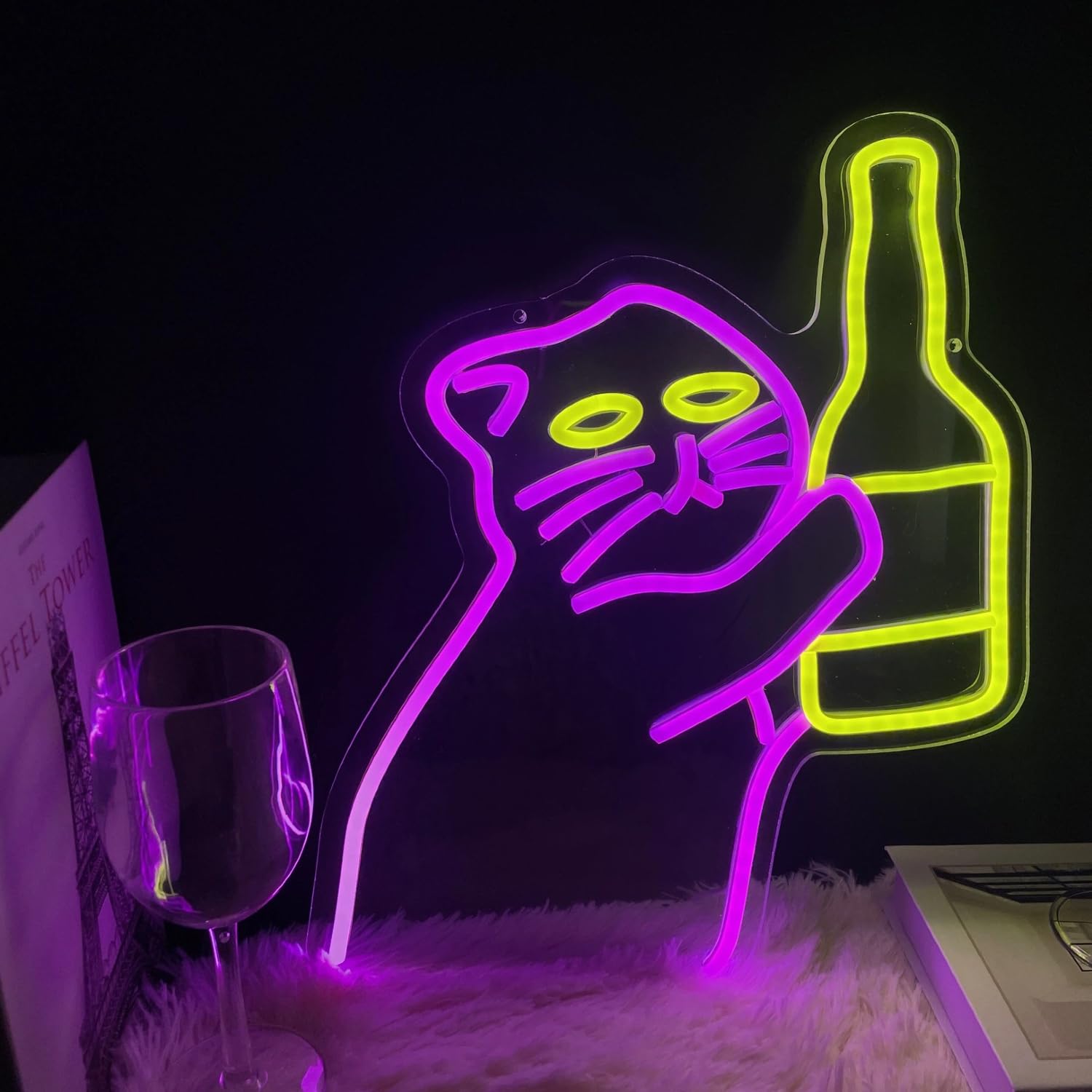 Commercial Kitchen Store - Kedi Şişesi Neon Tabela, Komik Bar