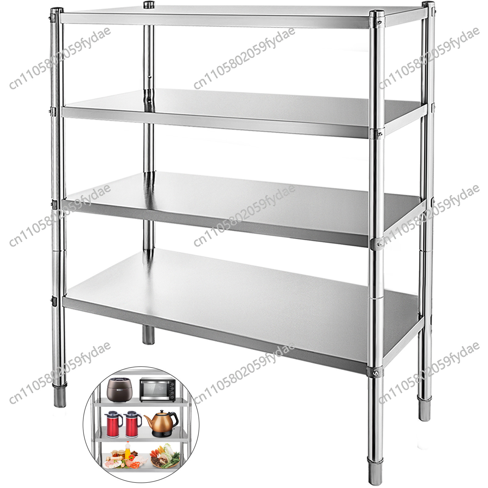 Commercial Kitchen Store - 4 Katlı Paslanmaz Çelik Ticari Depolama