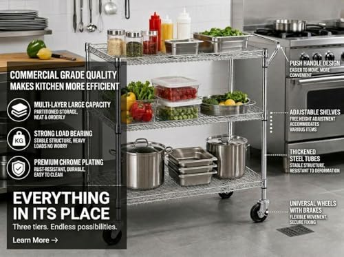 Ağır Hizmet Tipi 3 Katlı Teker - Commercial Kitchen On Wheels incelemesi ve fiyatı