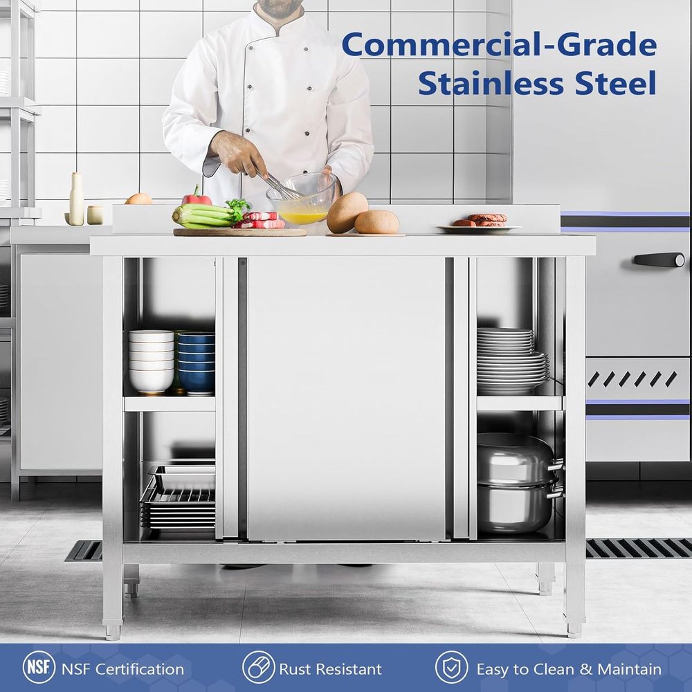Paslanmaz Çelik Dolaplı Masa 3 - Commercial Kitchen Backsplash incelemesi ve fiyatı