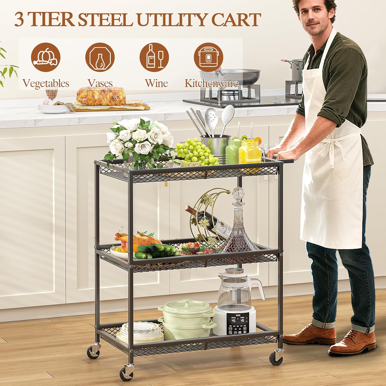 3 Katlı Ağır Hizmet Tipi Teker - Commercial Kitchen On Wheels incelemesi ve fiyatı